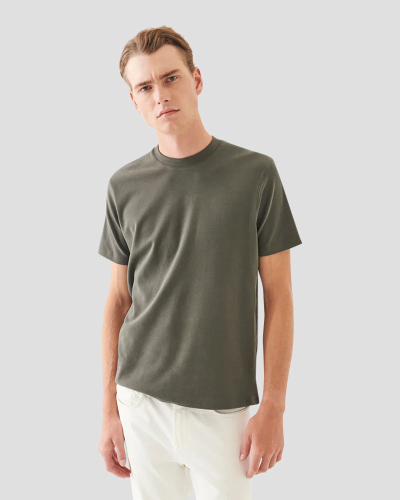 PIMA COTTON STRETCH BRUSH T-SHIRT - THYME