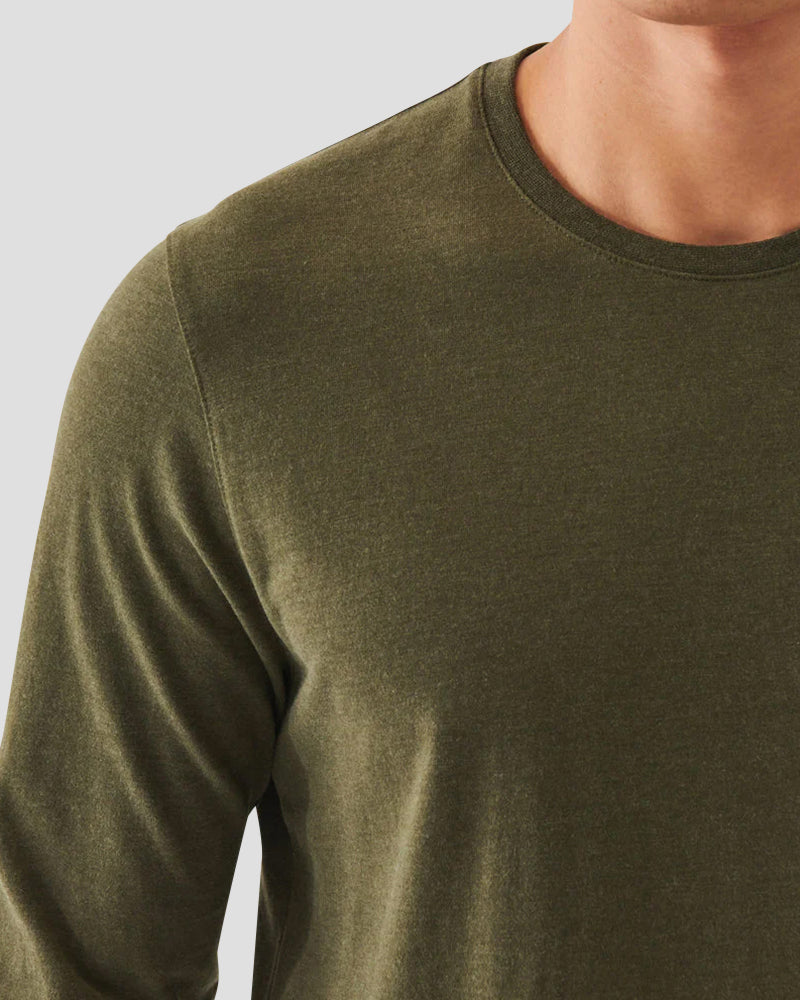Pima cotton stretch overdye T-shirt - Khaki