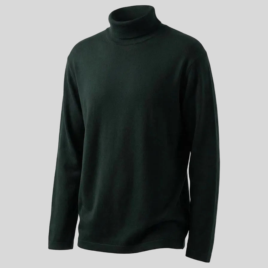 WOOL HIGH NECK SWEATER - DARK GREEN