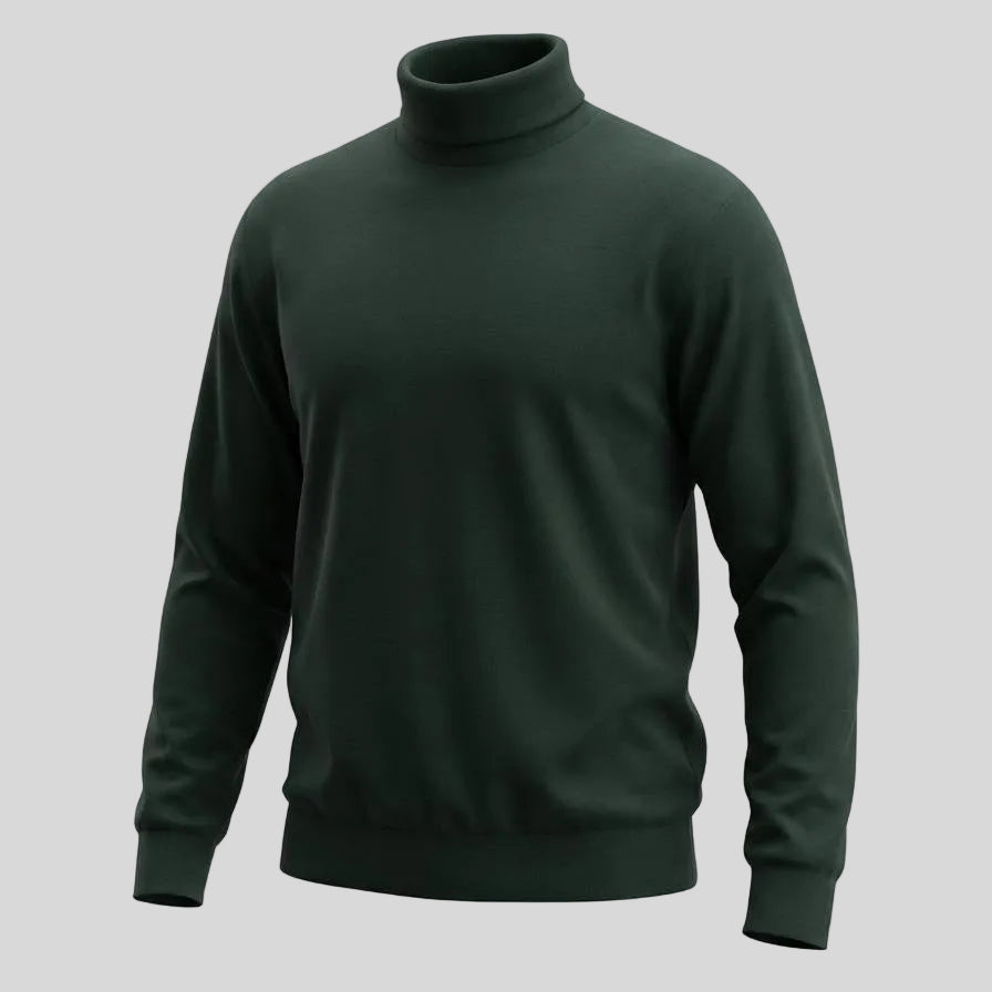 WOOL HIGH NECK SWEATER - DARK GREEN