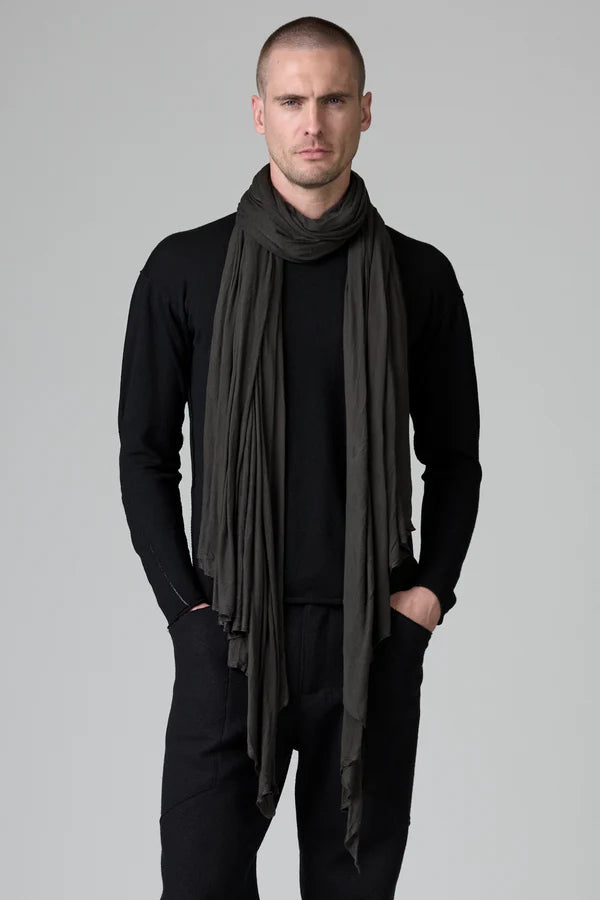 BROWN PLAIN‑KNIT VISCOSE SCARF