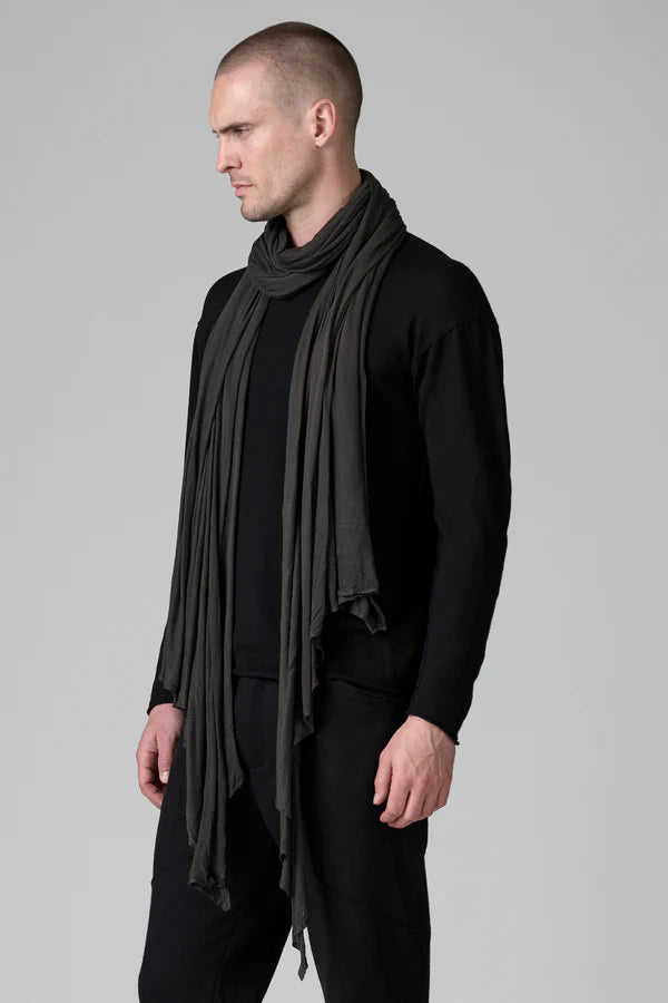 BROWN PLAIN‑KNIT VISCOSE SCARF