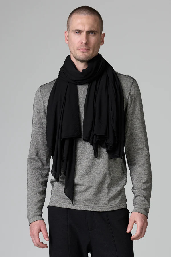 PLAIN‑KNIT VISCOSE SCARF - BLACK