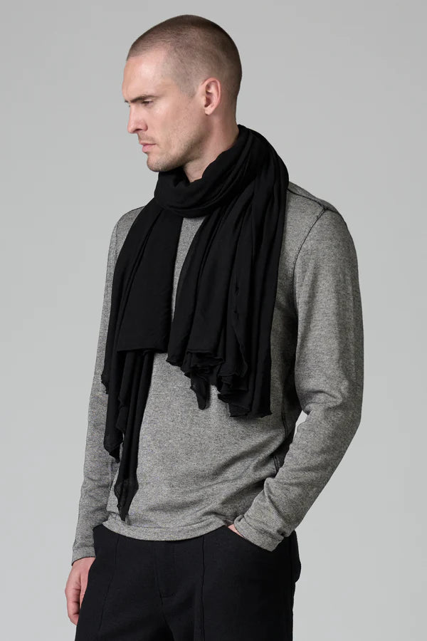 PLAIN‑KNIT VISCOSE SCARF - BLACK