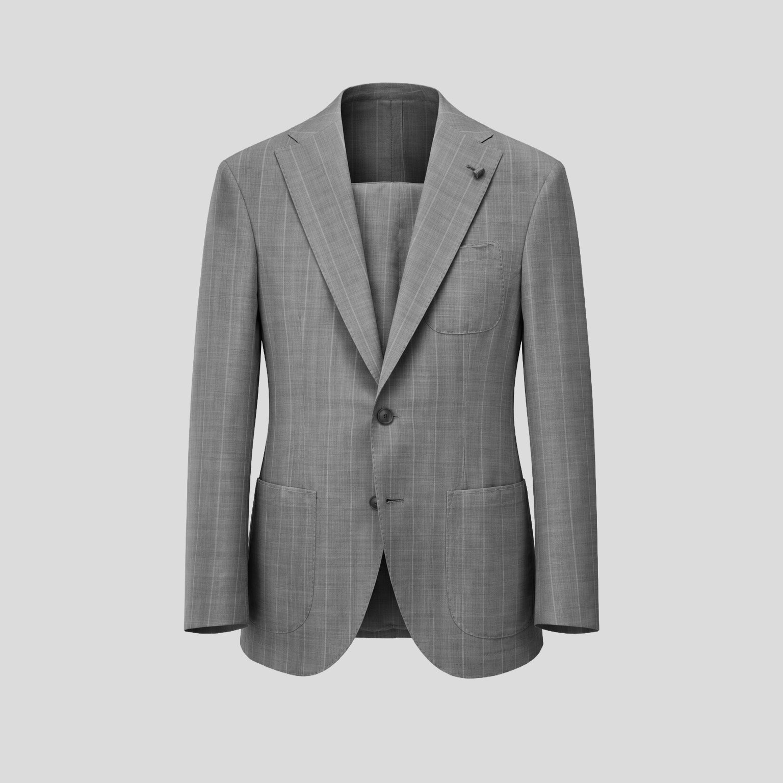 VIRGIN WOOL PINSTRIPE SUIT - GREY/WHITE