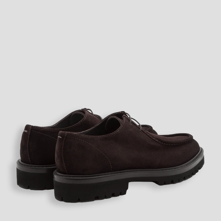 MOC TOE DERBY SUEDE SHOE - COFFEE
