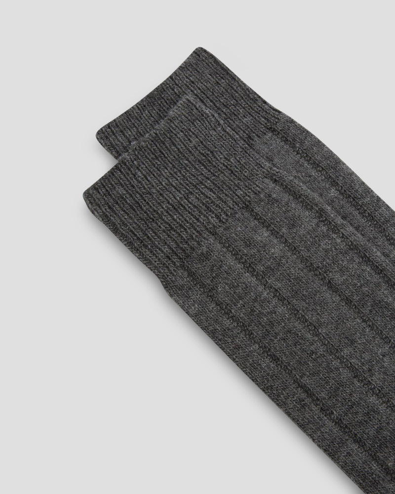 VANCOUVER CASHMERE BLEND SHORT SOCKS - MED GREY