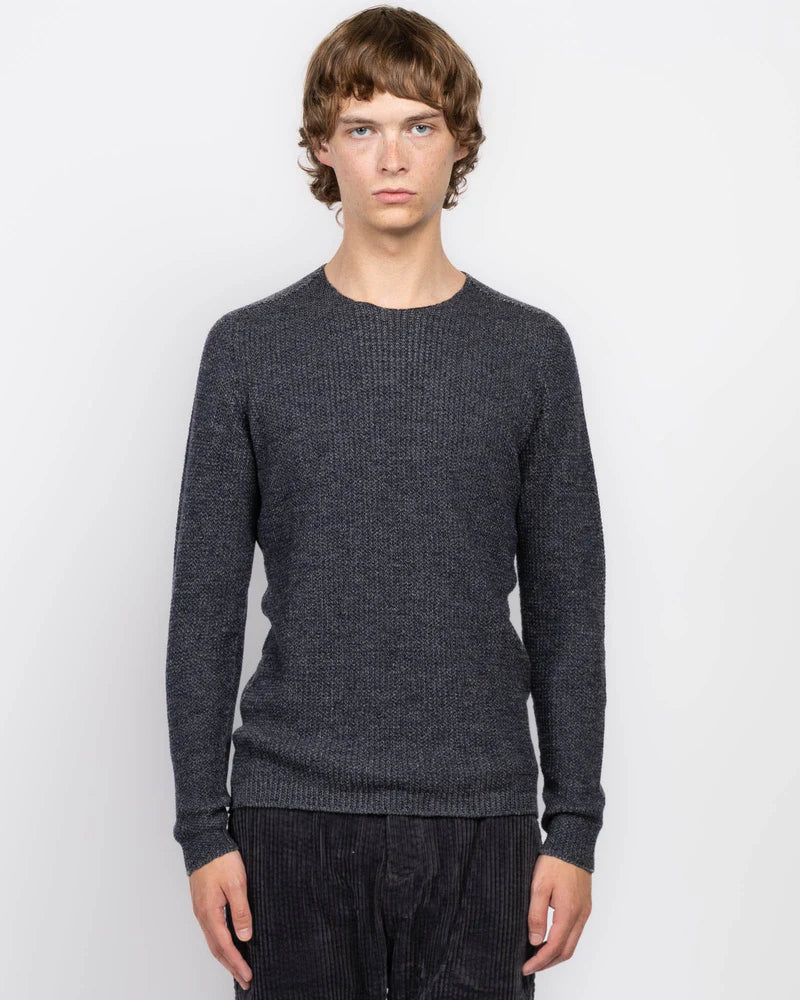 HANNES ROETHER WAFFLE SWEATER - TORNADO/METRO