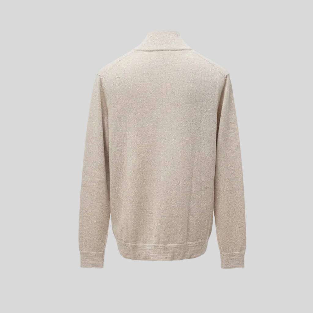 QUARTER-ZIP WOOL SWEATER - BEIGE / MILK