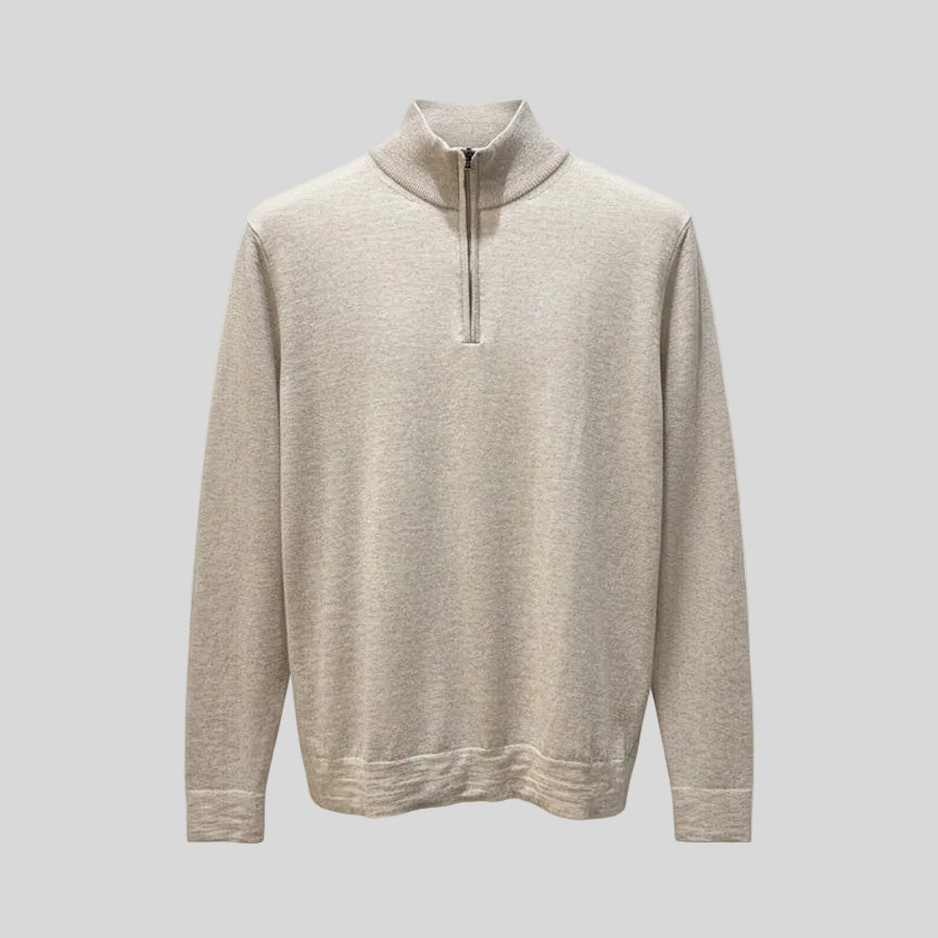 QUARTER-ZIP WOOL SWEATER - BEIGE / MILK