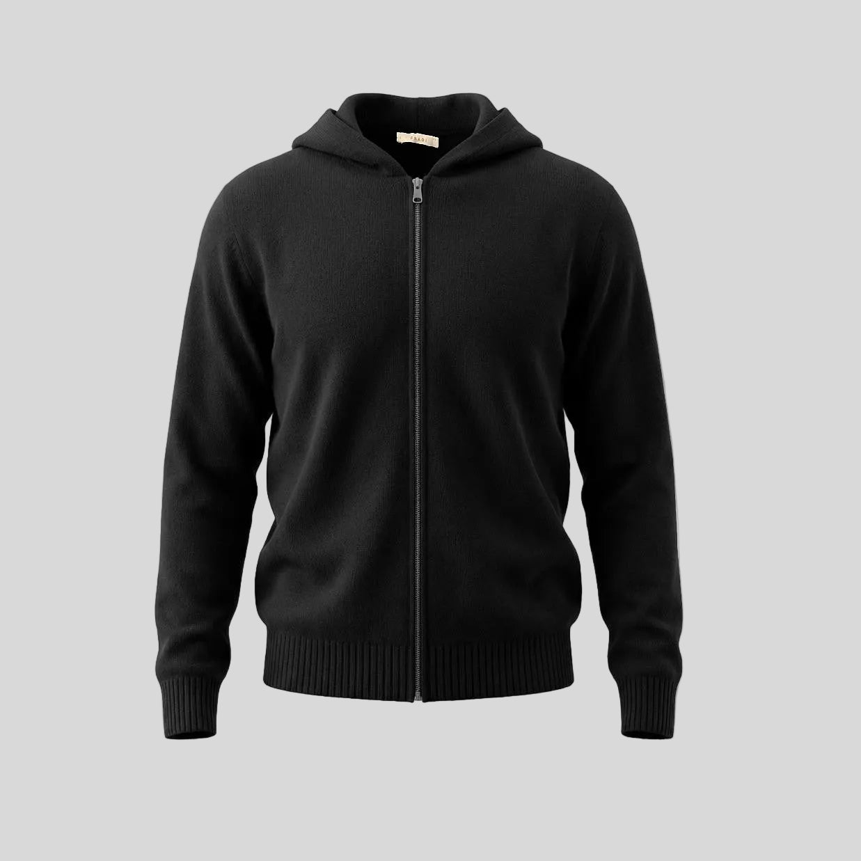 WOOL SWEATER HOODIE - BLACK