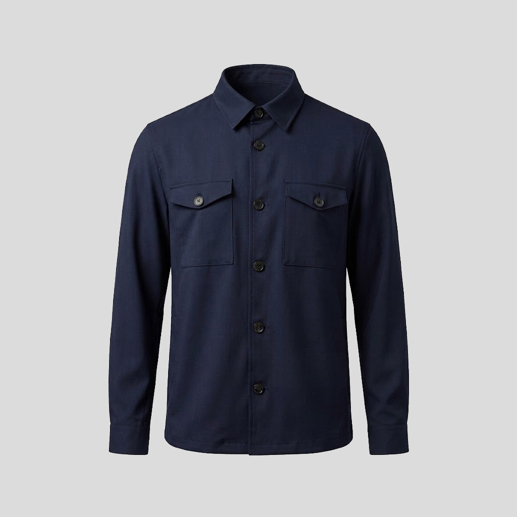 WOOL OVERSHIRT - NAVY BLUE
