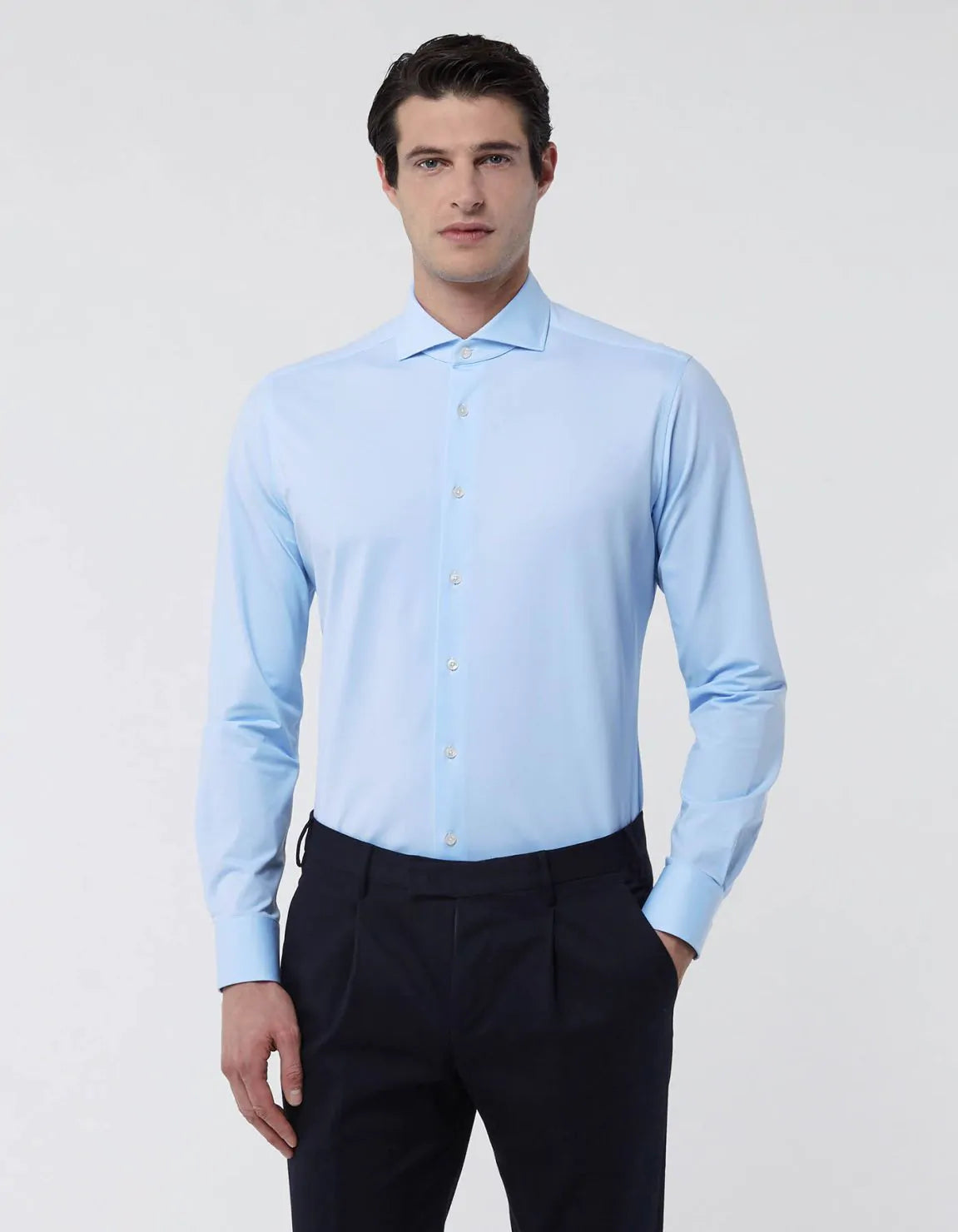 XACUS SKY BLUE OXFORD SOLID COLOUR SHIRT COLLAR