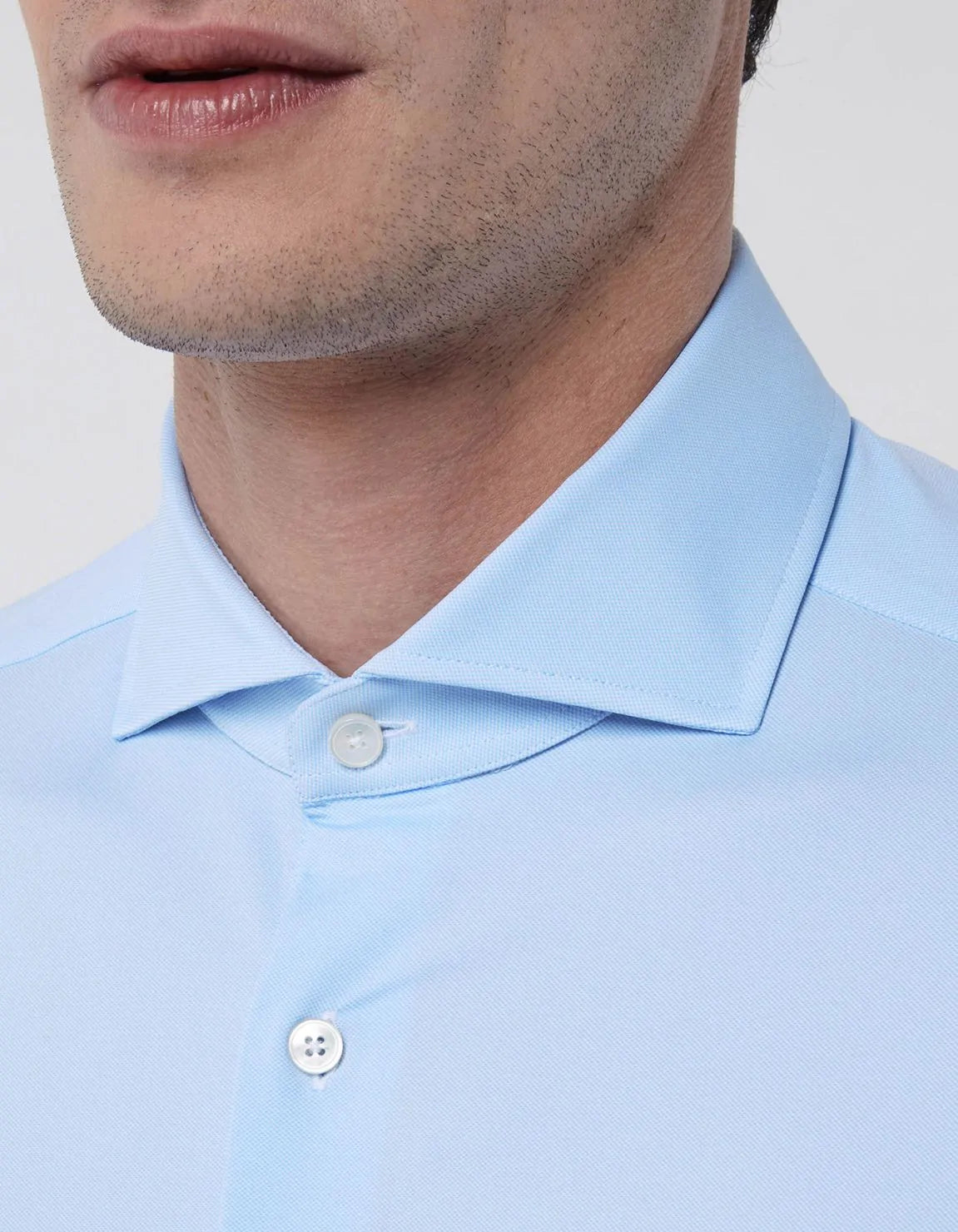 XACUS SKY BLUE OXFORD SOLID COLOUR SHIRT COLLAR