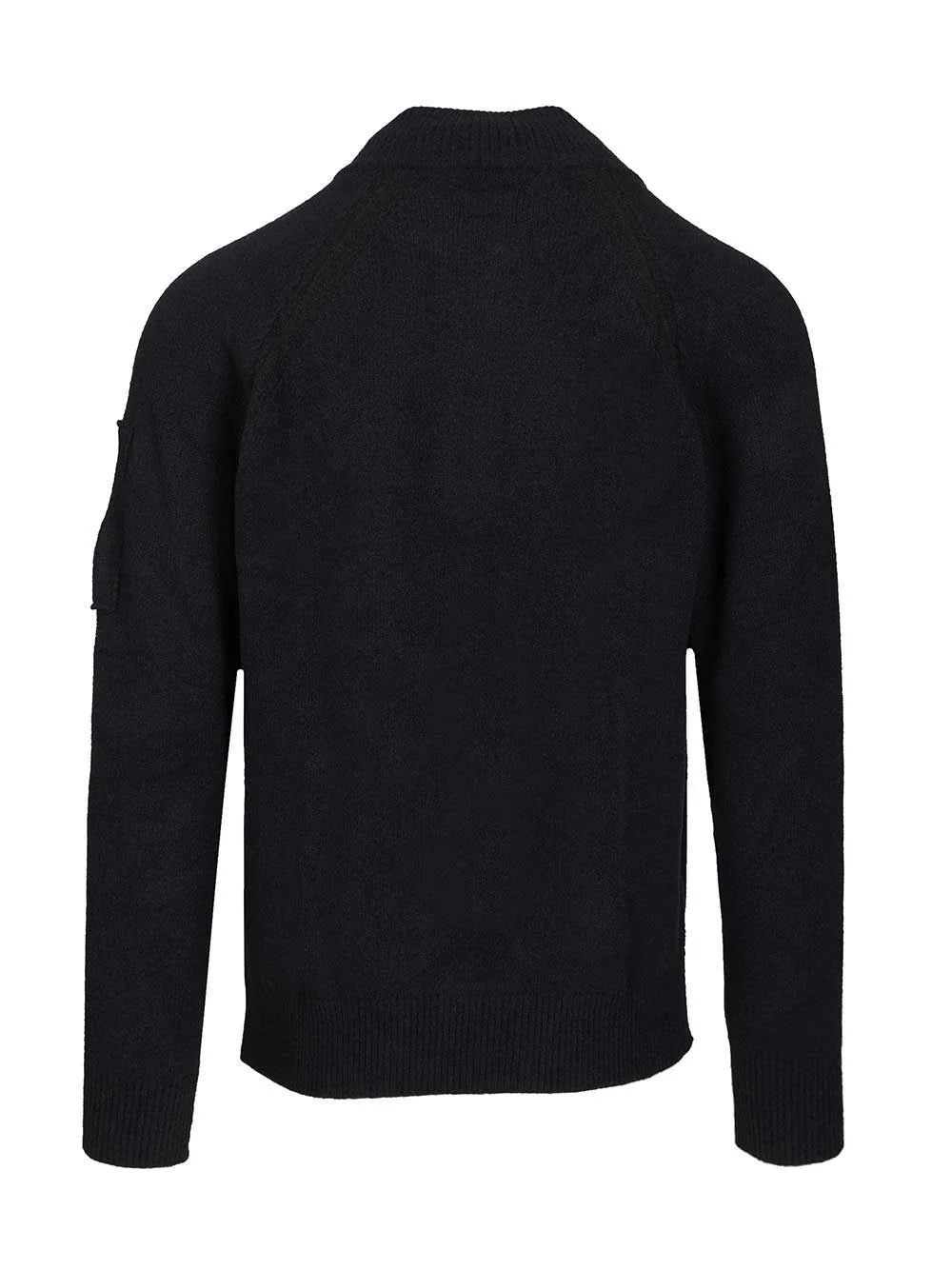 FLEECE KNIT POLO SWEATER - BLACK