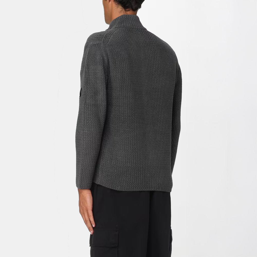 KNIT BUTTON SWEATER - DARK SHADOW