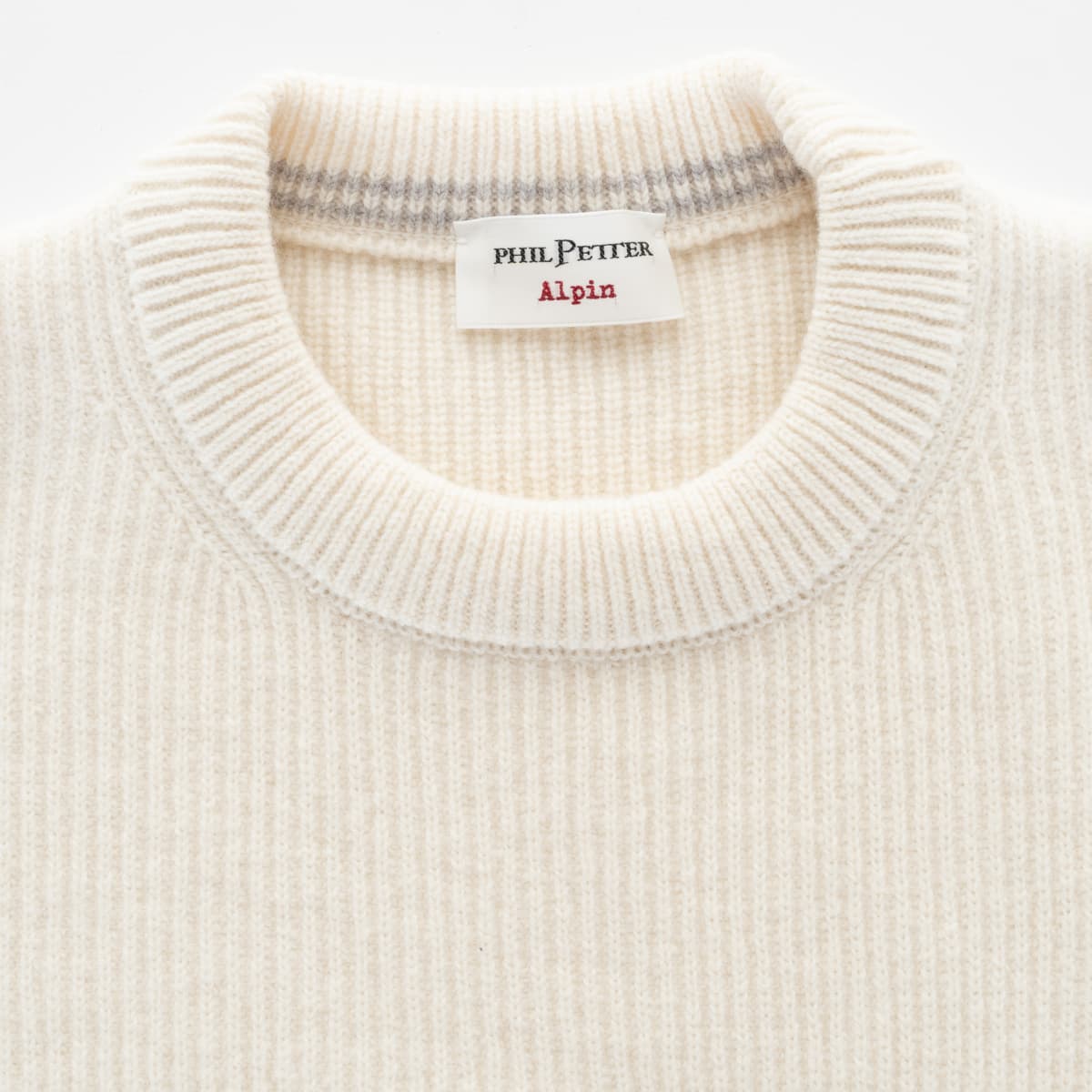 LAMBSWOOL ROUND‑NECK SWEATER - BONE