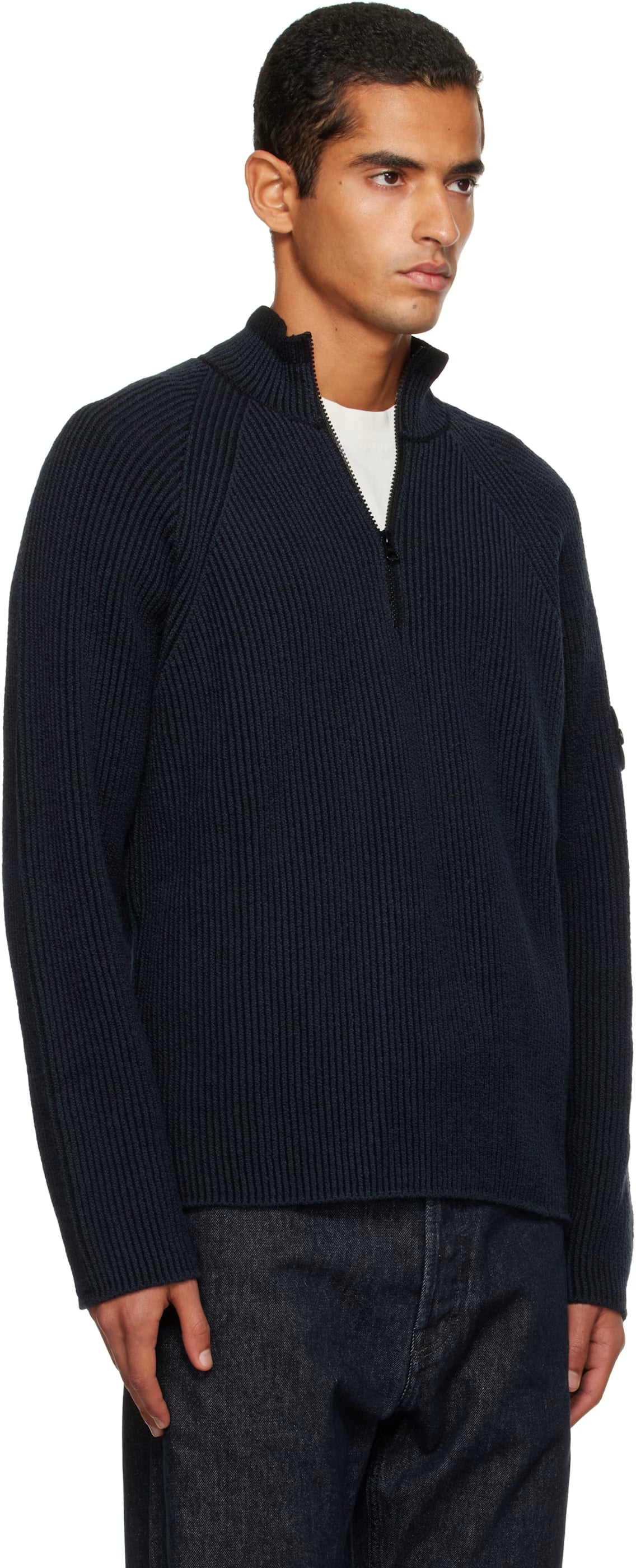 HALF-ZIPPER SWEATER WITH VANISE RIB TEXTURE